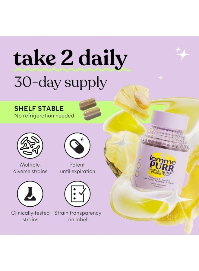 Lemme Purr l Probiotic Gummies for Women - Balanced pH, Healthy Odor, Yeast Balance & Flora Support + Vitamin C for Immune Health - Tasty Pineapple (60 Count) (Pack of 2) - Image 4